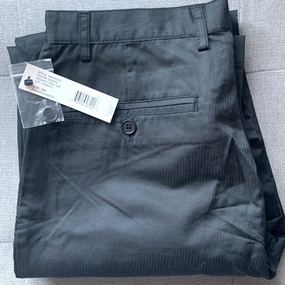 New DKNY Mens Black Pant with tonal stripe 28